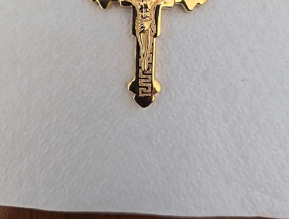 Stainless Steel Goldtone Cross Pendant - Picture 2 of 8